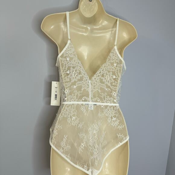 Anthropologie Rya Collection Eleanor Teddy Lace Bodysuit Romantic Sexy White XS - Picture 6 of 11